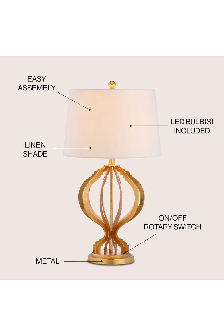 Sebastian 28.5" Metal Trellis LED Table Lamp, Gold Leaf, Alternate, color, Gold Leaf