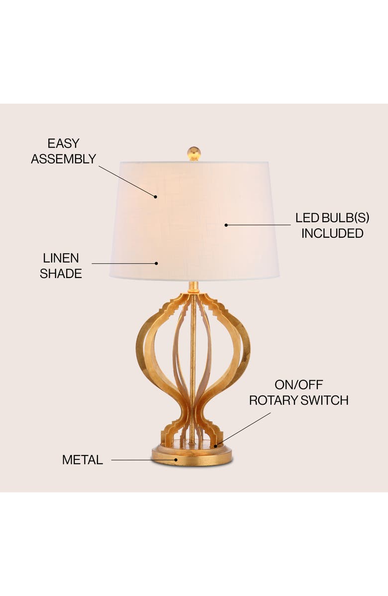 JONATHAN Y Sebastian 28.5" Metal Trellis LED Table Lamp, Gold Leaf, Alternate, color, Gold Leaf