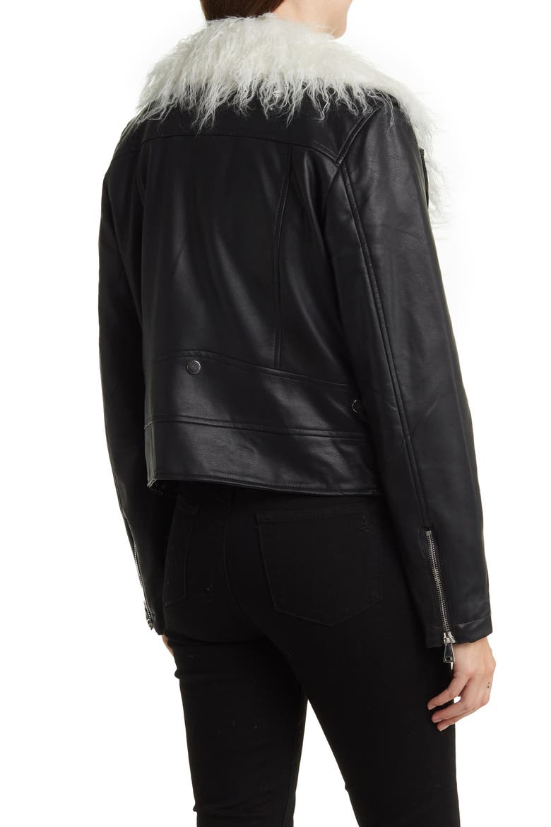 Suren Faux Shag Fur & Leather Jacket, Alternate, color, BLACK