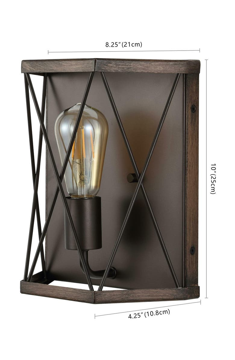 JONATHAN Y Liam 1-Light Rustic Farmhouse Iron LED Sconce, Alternate, color, Dark Brown/Oil Rubbed Bronze