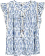 Treasure & Bond Crochet Trim Linen Blend Top
