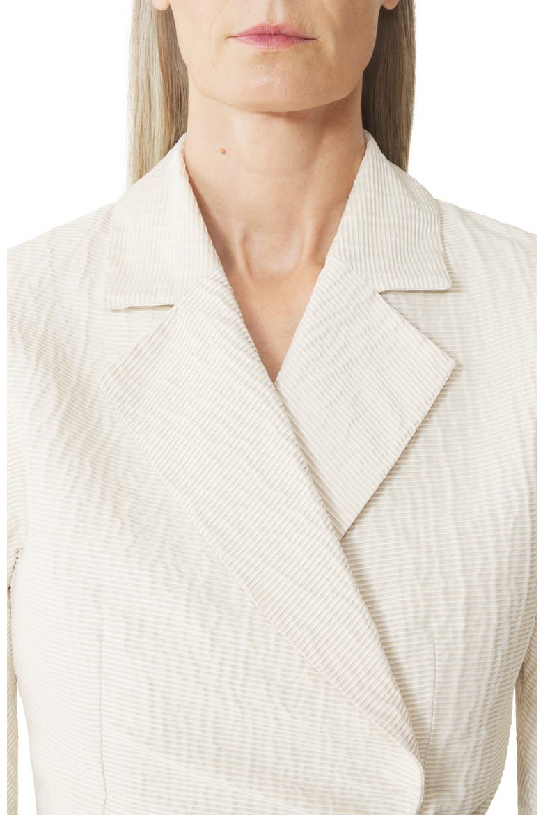 White Belted Jacquard Jacket, Alternate, color, Ecru
