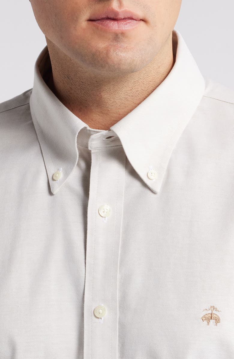 Brooks Brothers Non-Iron Regular Fit Solid Stretch Cotton Button-Down Oxford Shirt, Alternate, color, 