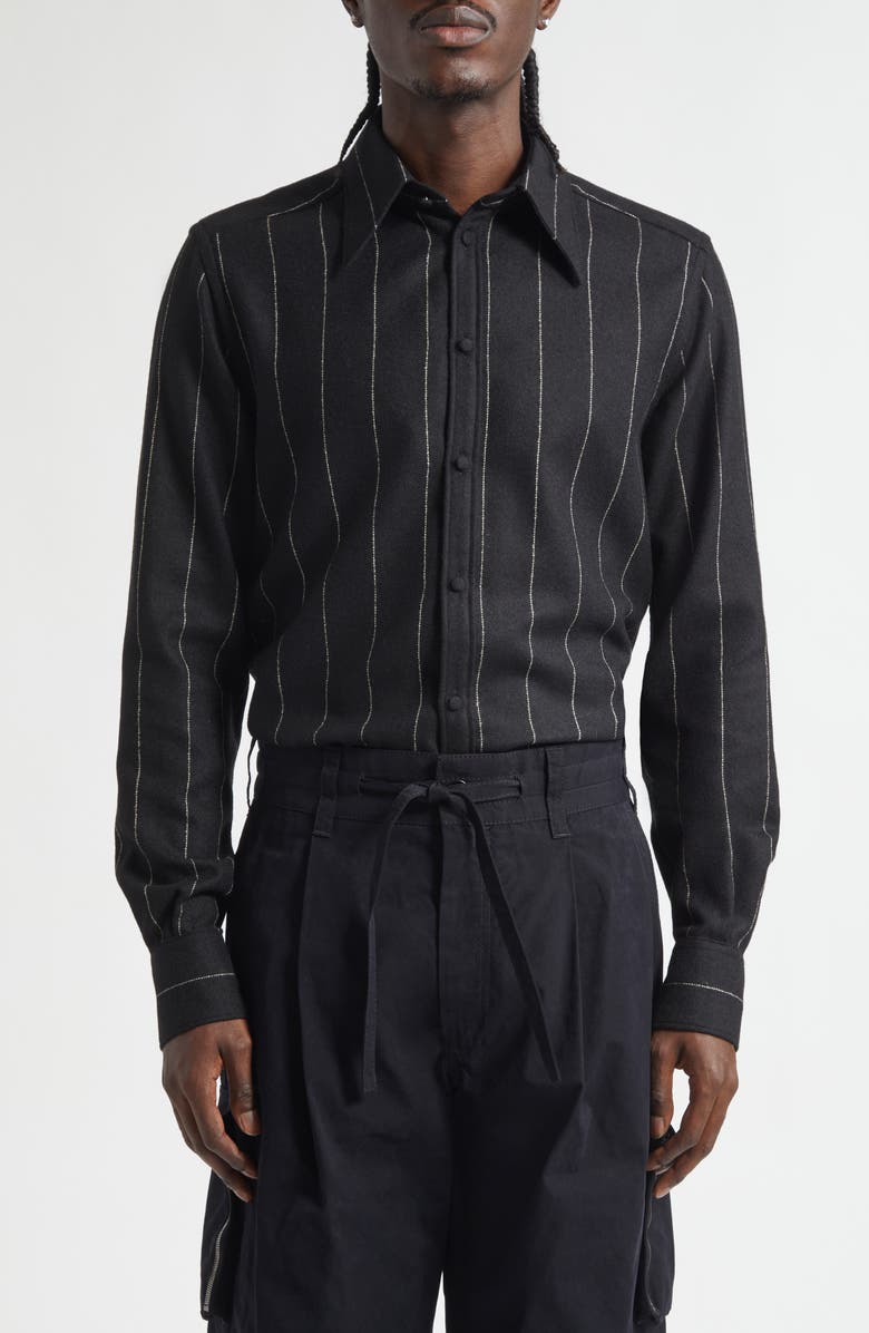 Dolce&Gabbana Gold Fit Pinstripe Flannel Shirt, Main, color, Rigato