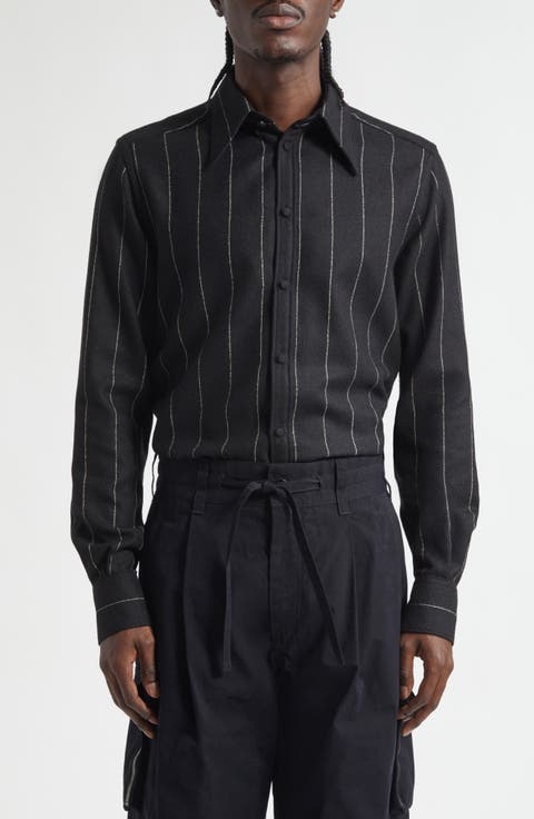 Gold Fit Pinstripe Flannel Shirt