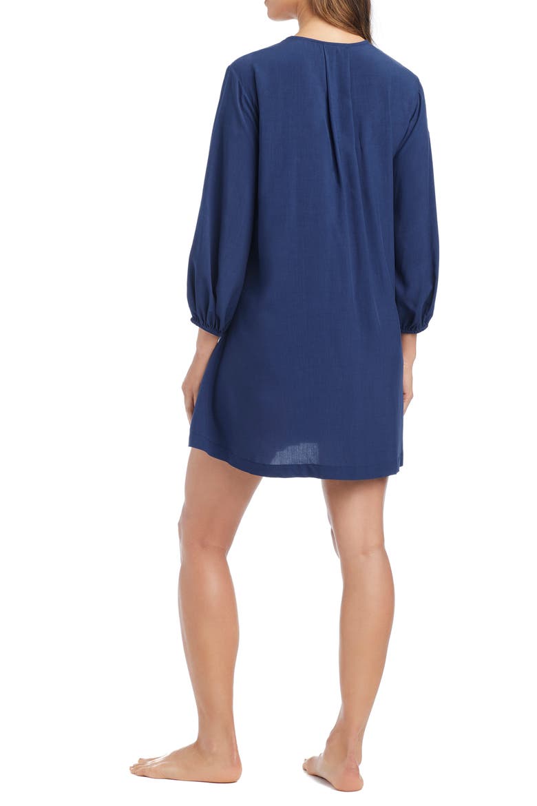 Pleated Lace Trim Cover-Up Tunic, Alternate, color, MIDNIGHT