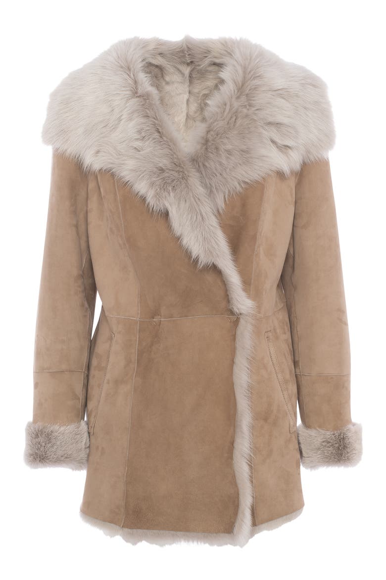 Merino Genuine Shearling Short Jacket, Alternate, color, ARCTIC BEIGE BRISA