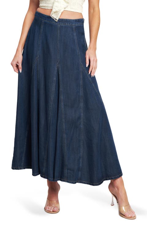 Contrast Stitch Midi Skirt