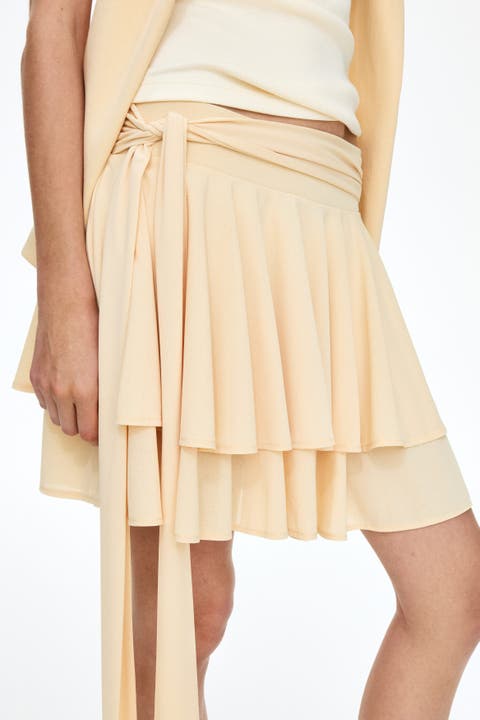 Tiered Tie-belt Skirt