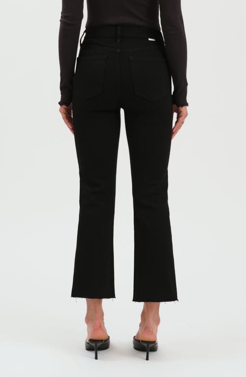 Daze Shy Girl High Waist Raw Hem Crop Flare Jeans In Black