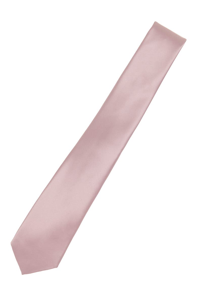 Men's Solid Satin X-Long Tie, Alternate, color, ROSE QUARTZ