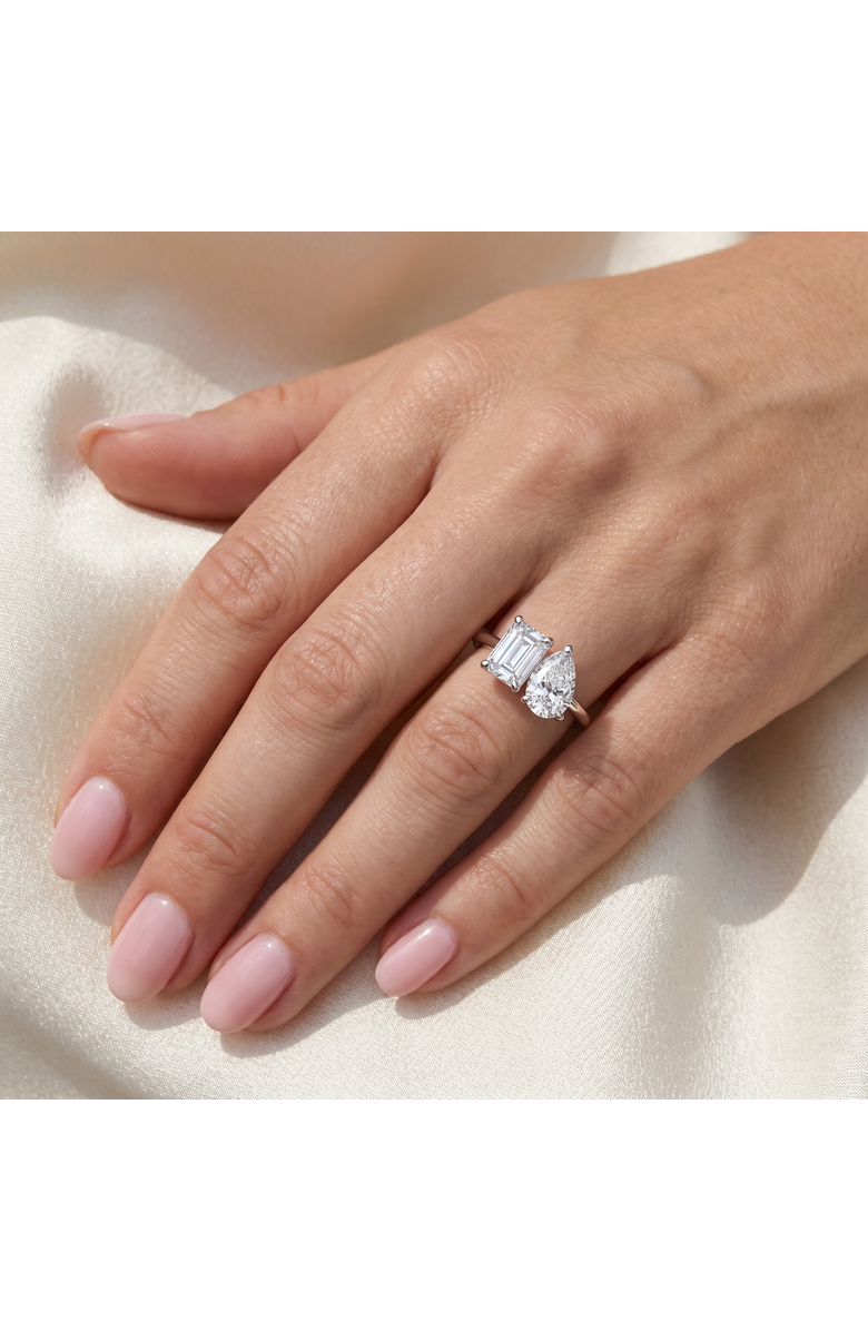 Bliss Diamond 3.50Ct Moi Et Toi Diamond Ring Pear & Emerald Shape 14k Gold Lab Grown, Alternate, color, 14K White Gold