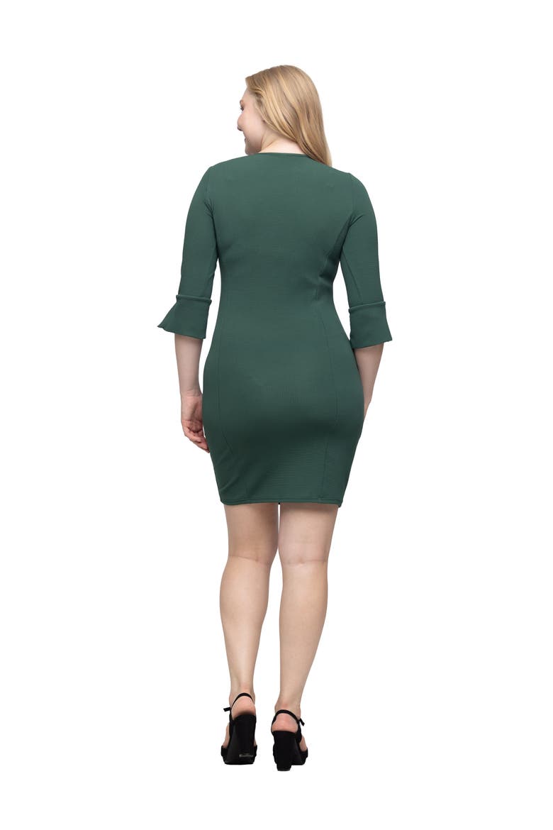 Keyhole Three Quarter Sleeve Mini Dress, Alternate, color, Hunter