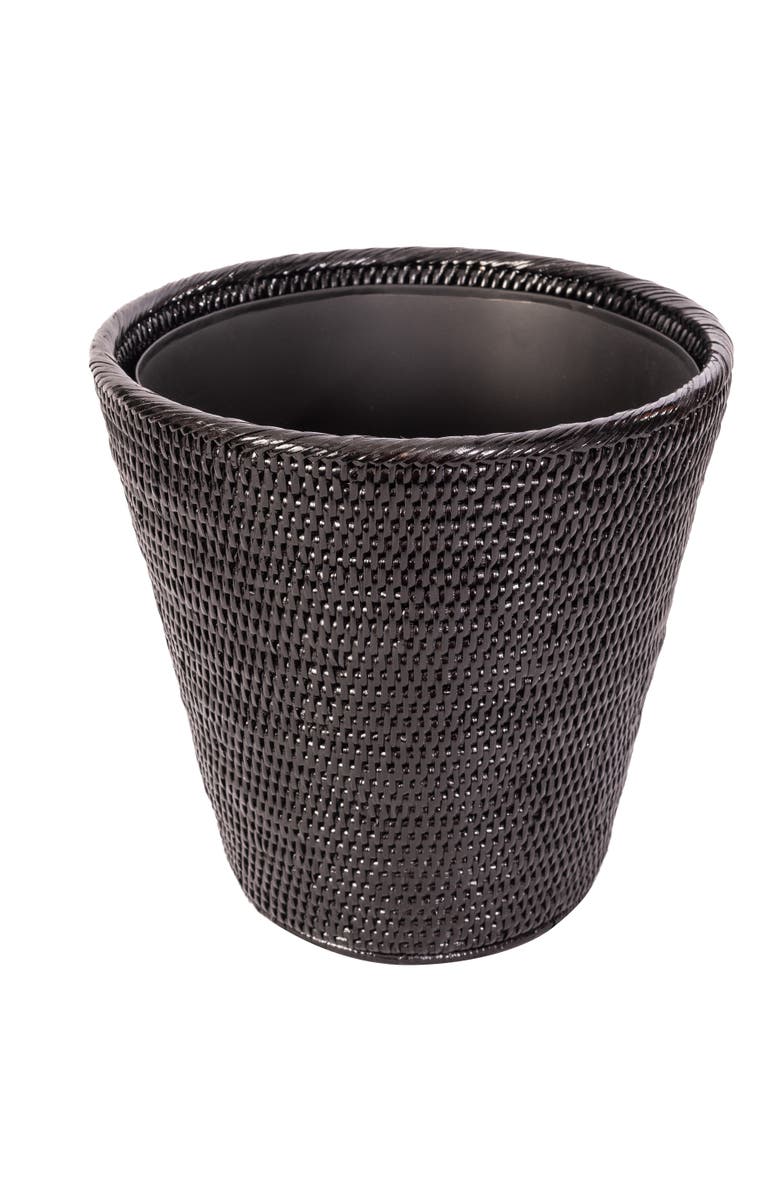 Artifacts Trading Company<sup>™</sup> Artifacts Rattan Round Tapered Waste Basket with Metal Liner, Main, color, Tudor Black