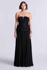 BCBGMAXAZRIA 3D Floral Gown