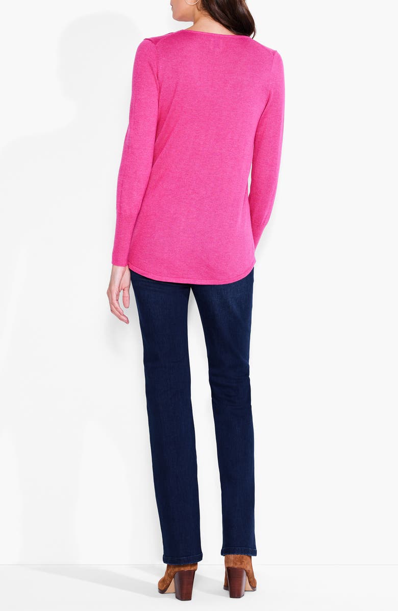 NIC+ZOE Vital V-Neck Sweater, Alternate, color, Shocking Pink