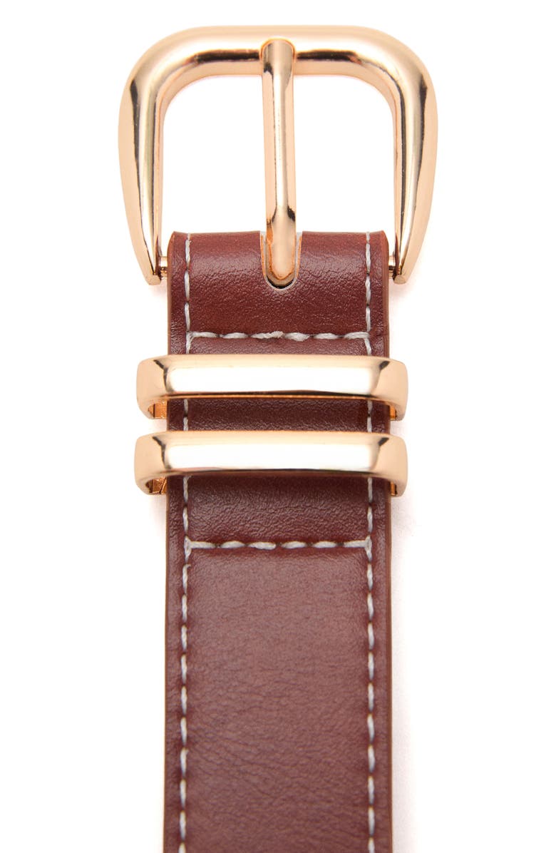 MANGO Metal Buckle Belt, Alternate, color, Brown