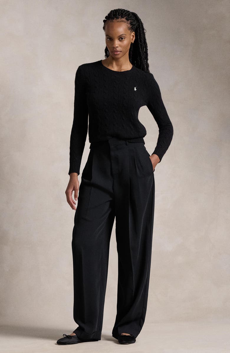 Polo Ralph Lauren Julianna Cable Cotton Sweater, Alternate, color, Polo Black/White Pp