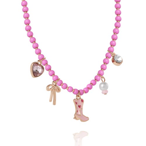 Jessica Simpson Kids Kids Charm Necklace & Earrings Set In Pink