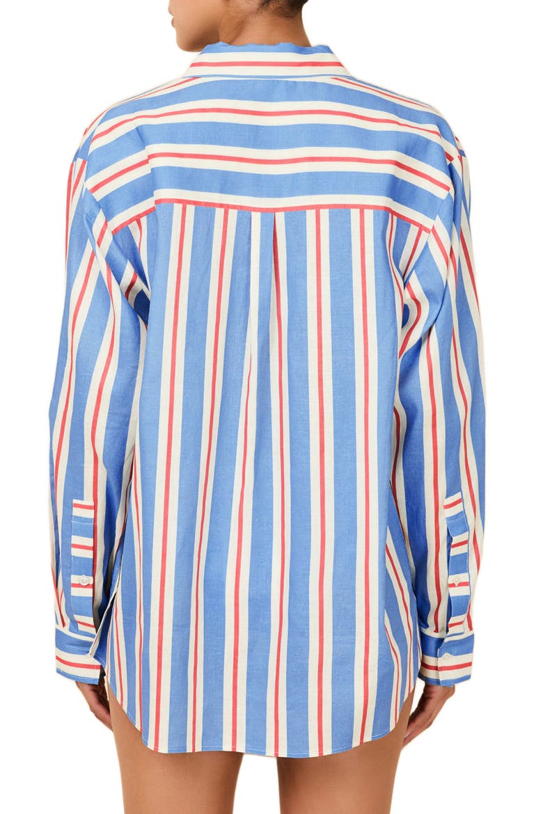 The Avril Linen Blend Button-Up Shirt, Alternate, color, AMERICANA STRIPE
