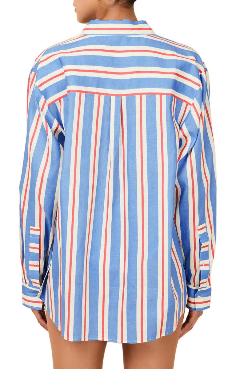 Solid & Striped The Avril Linen Blend Button-Up Shirt, Alternate, color, Americana Stripe