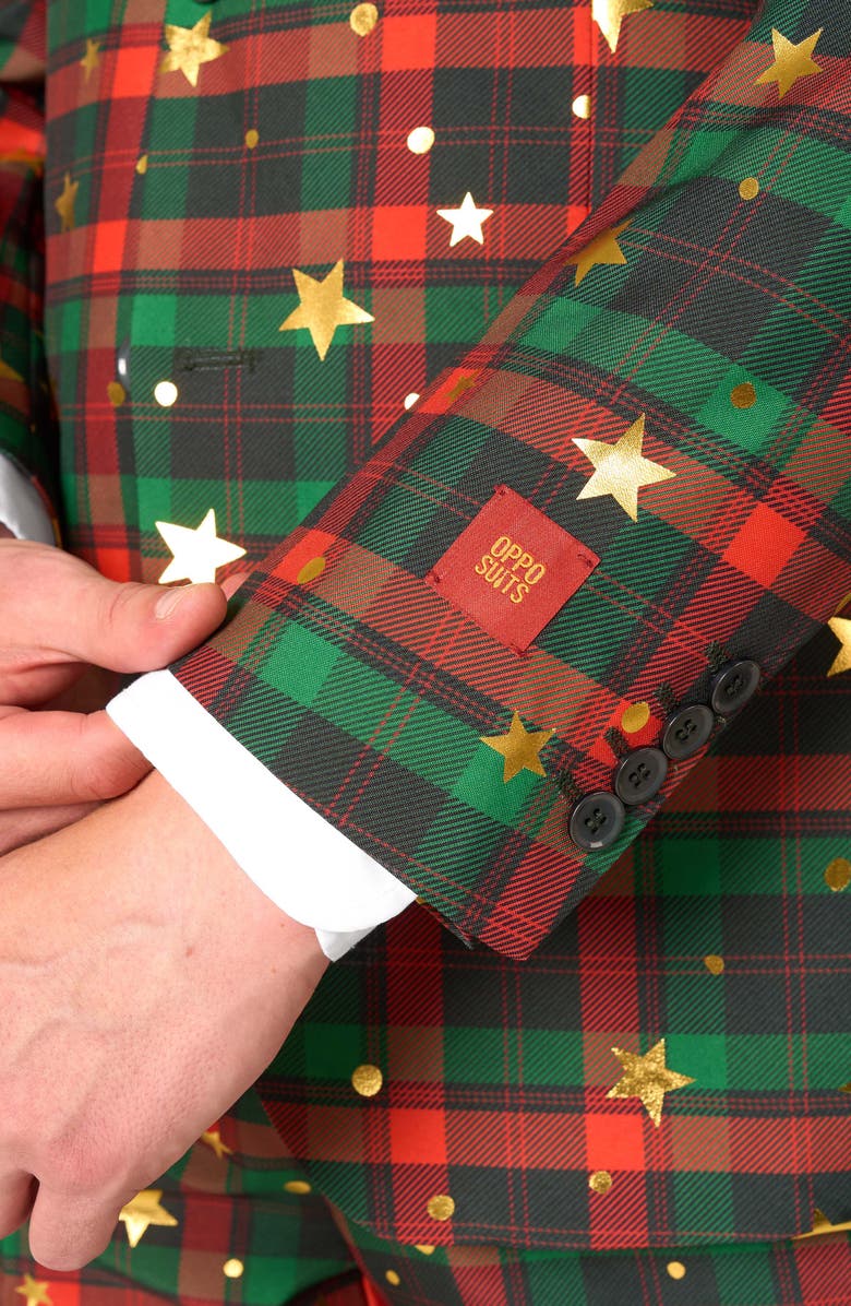 OppoSuits Tartan Tidings Slim Fit Plaid Two-Piece Suit & Tie Set, Alternate, color, Green Multi