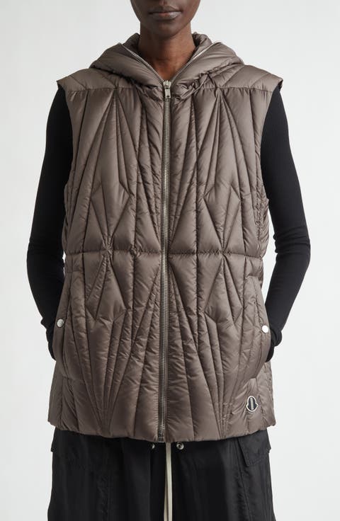 x Rick Owens Geocamo Ziplock Hooded Down Vest