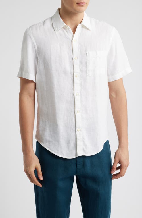 Alex Crane Ola Linen Short Sleeve Button-up Shirt In Snow