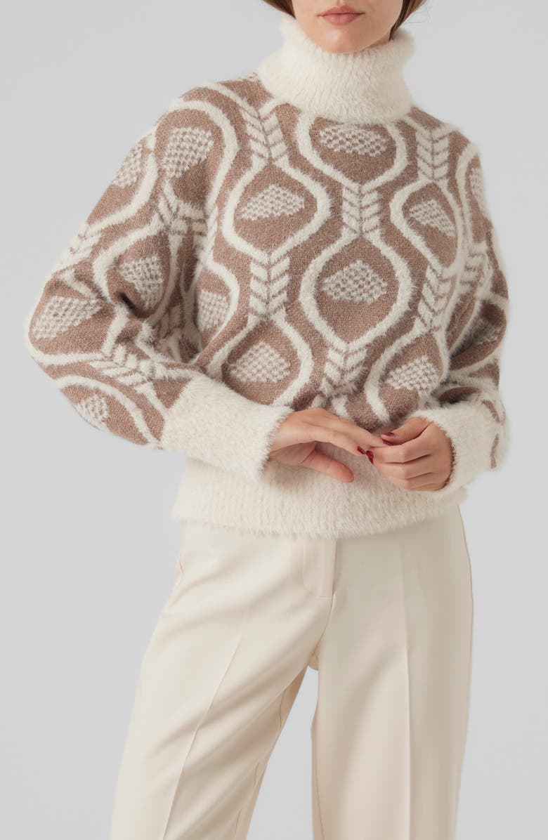 VERO MODA Nanea Turtle Neck Eyelash Knit Sweater, Main, color, 