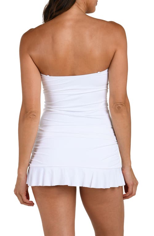 La Blanca Island Goddess Ruffle Tankini Top In White