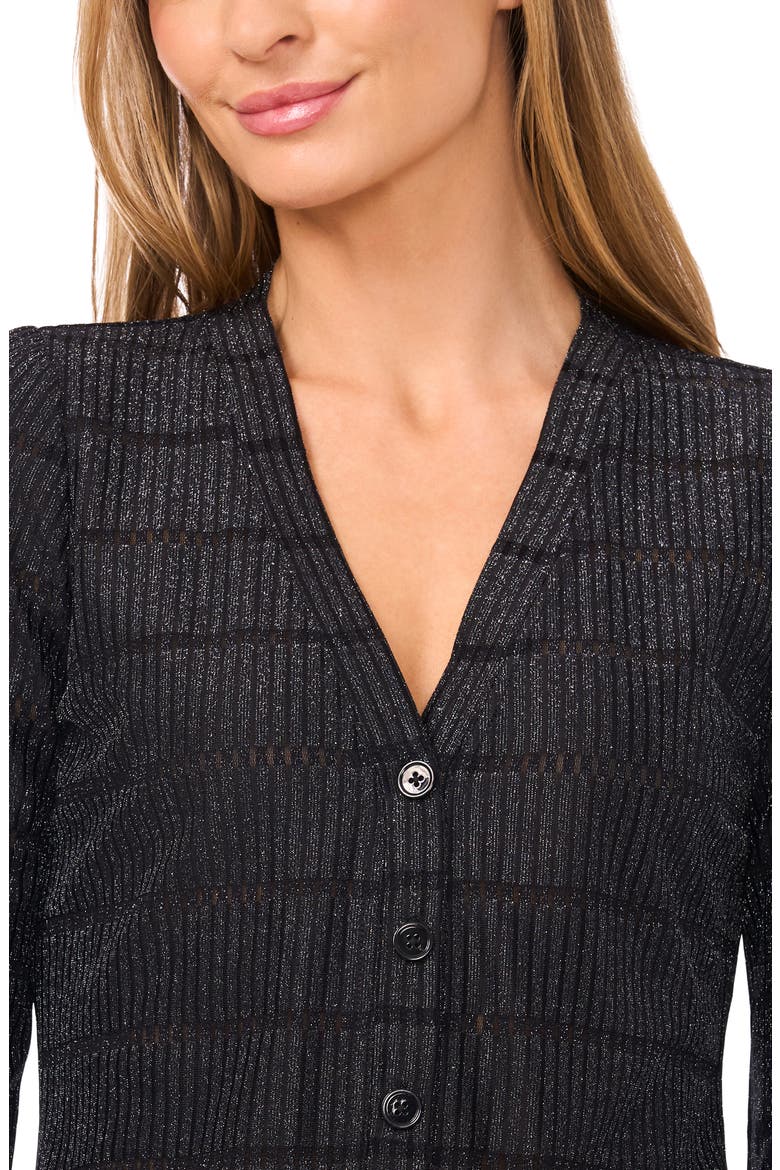 Metallic Rib Cardigan, Alternate, color, RICH BLACK