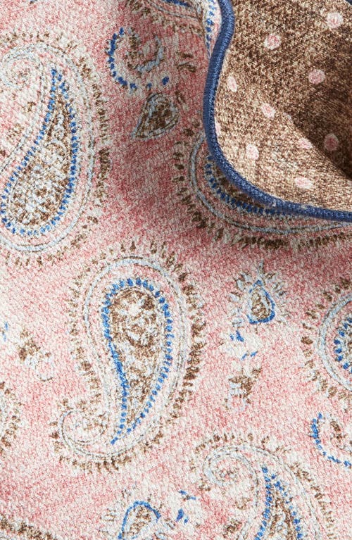 Shop Edward Armah Paisley & Dot Reversible Silk Pocket Circle In Pink