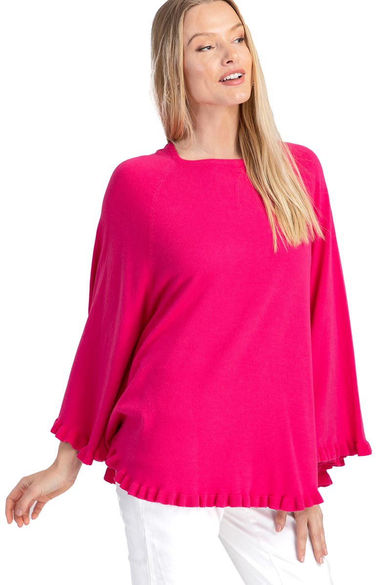 SAACHI Talia Ruffle Trim Poncho, Alternate, color, Fuchsia