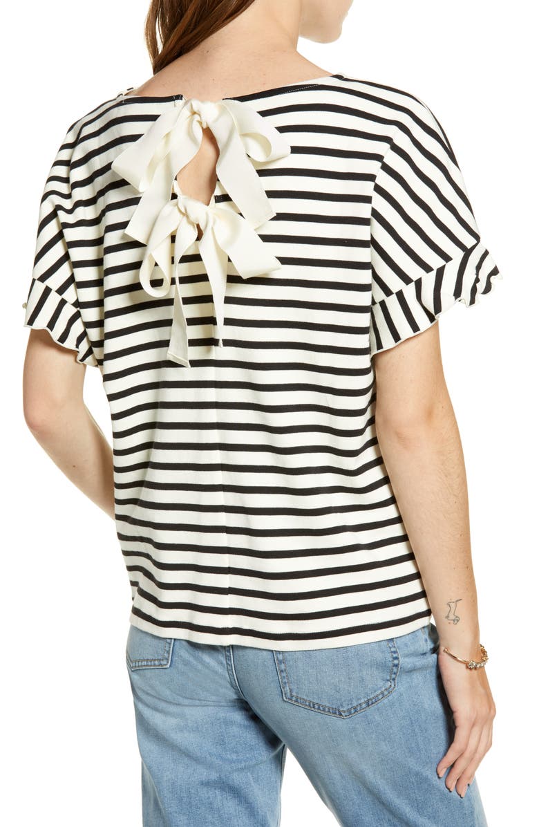 Rachel Parcell Back Bow Stripe Tee, Alternate, color, 