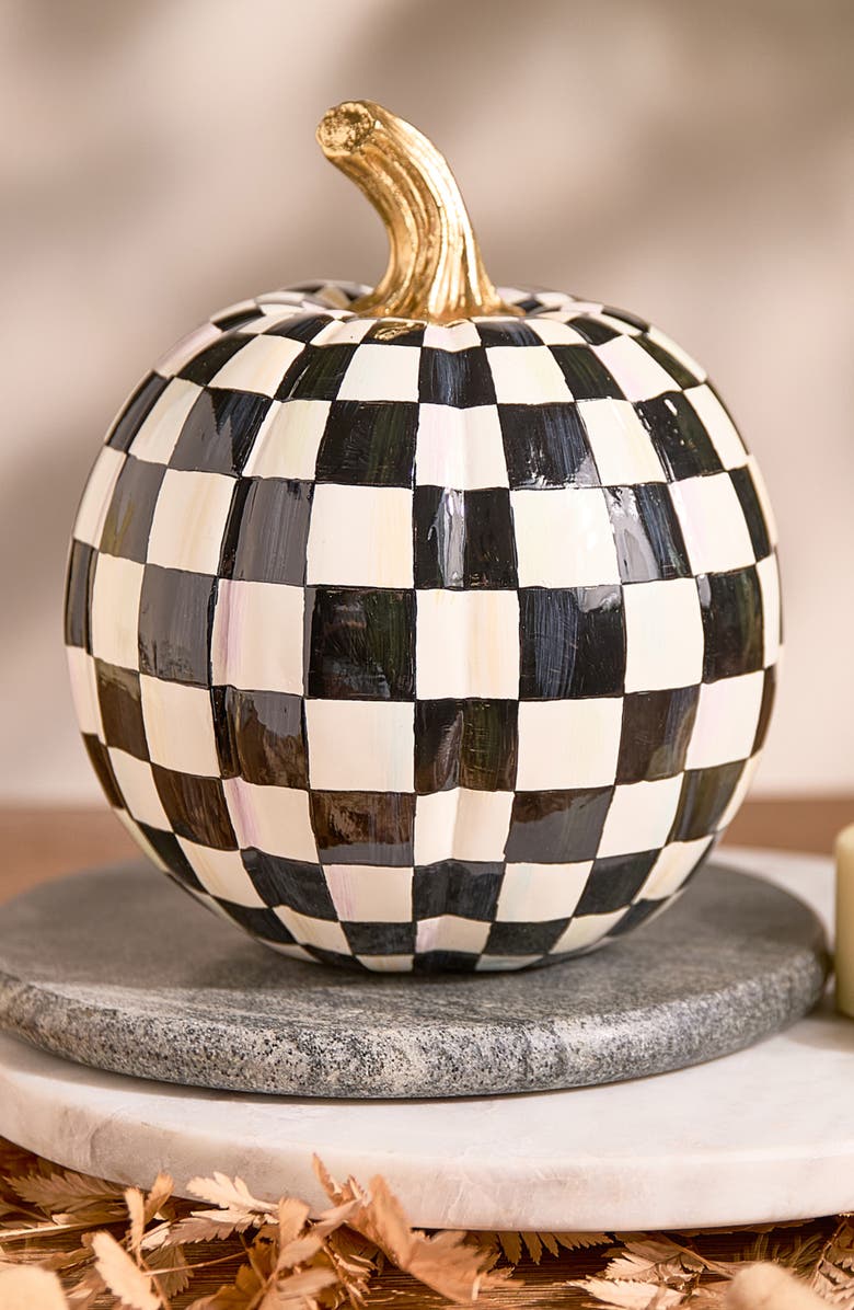 MACKENZIE CHILDS Courtly Check Glossy Small Pumpkin, Alternate, color, Courtly
