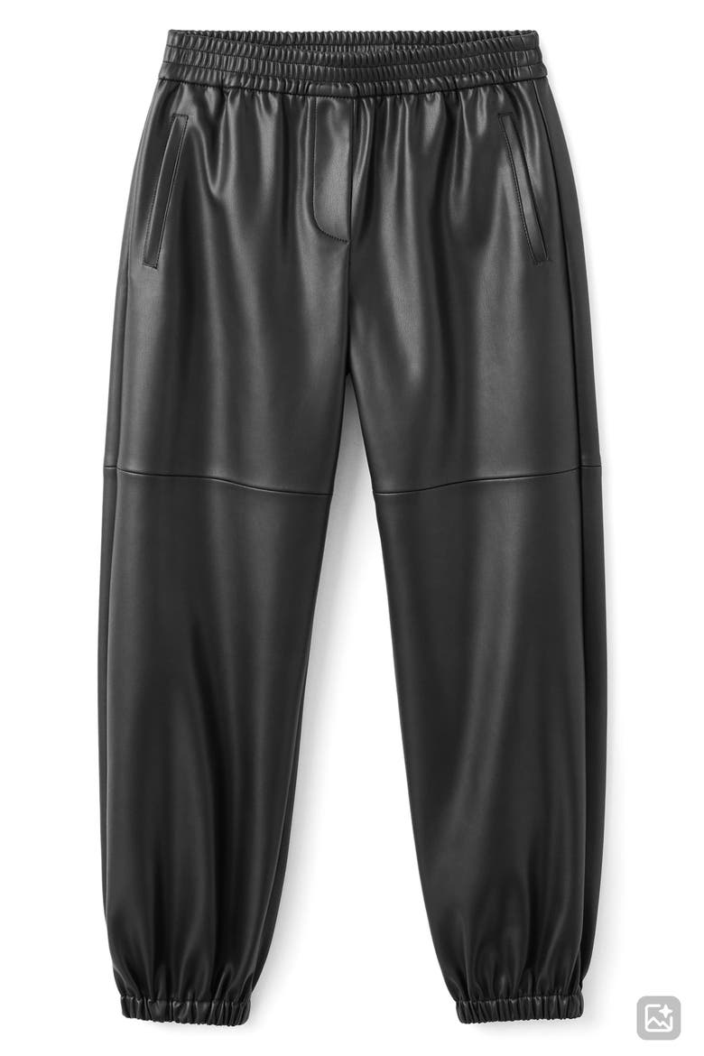 Faux Leather Jogger Pants, Alternate, color, BLACK