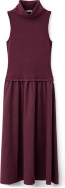 MANGO Funnel Neck Mixed Media Midi Dress