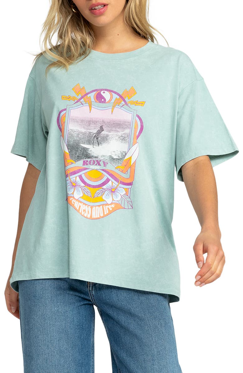 Roxy Girl Need Love Graphic T-Shirt, Main, color, Blue Surf