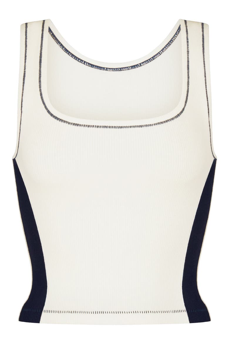 Stretch Cotton Rib Tank Top, Alternate, color, MARBLE / NAVY