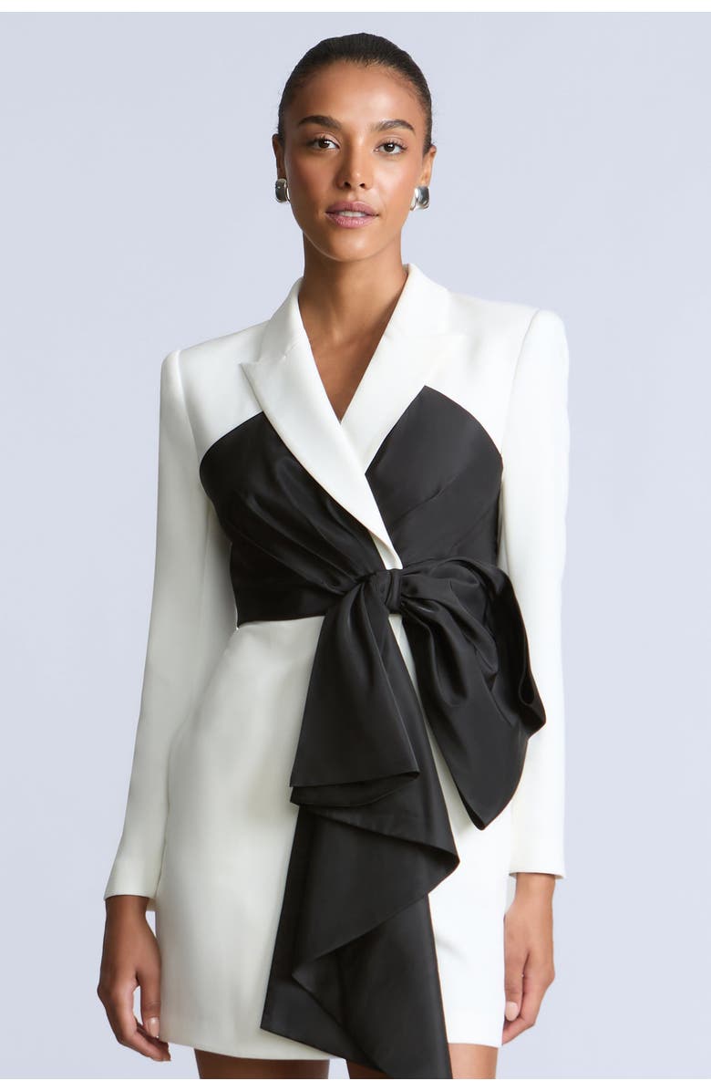 BCBGMAXAZRIA Bow Blazer Dress, Alternate, color, Black & White Combo