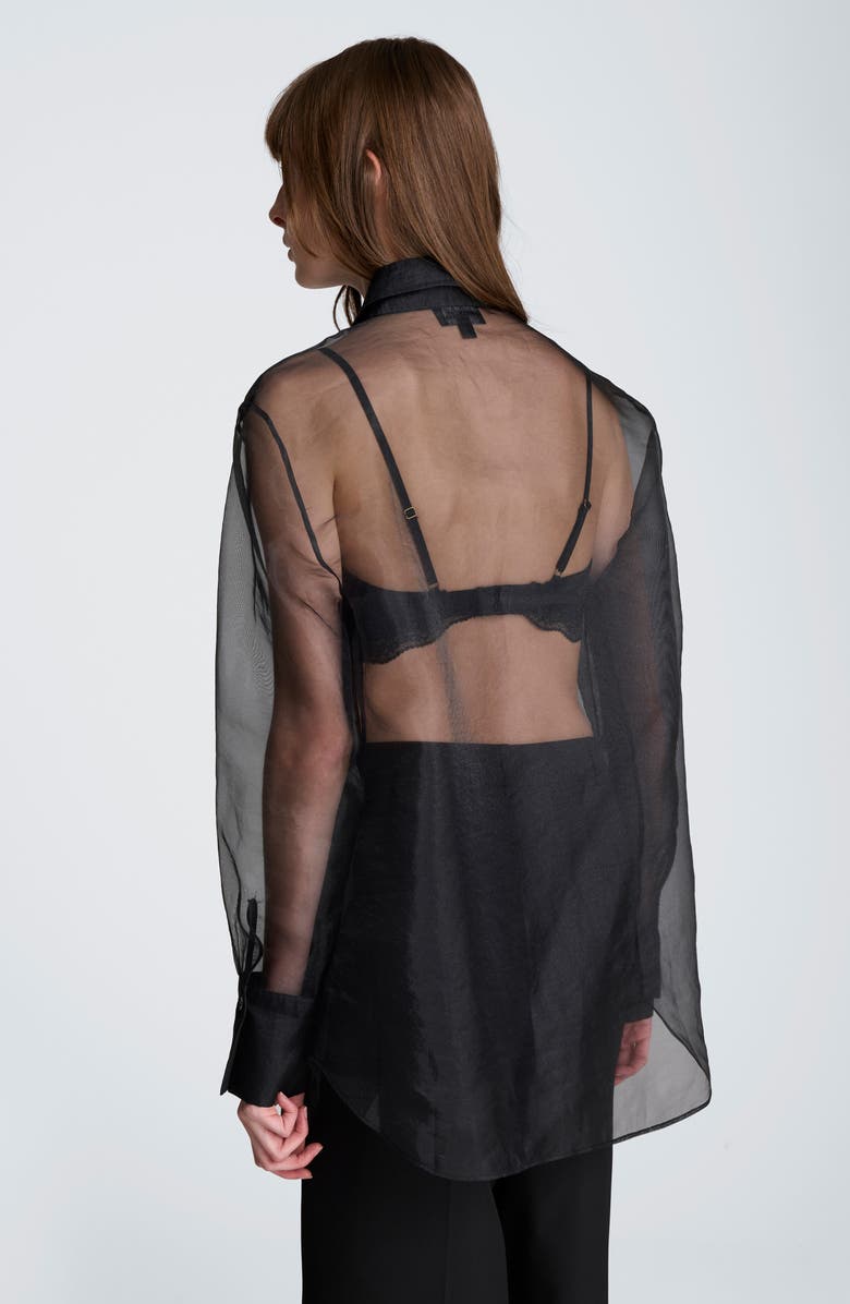 Kenneth Cole Sheer Oversize Button-Up Shirt, Alternate, color, Black