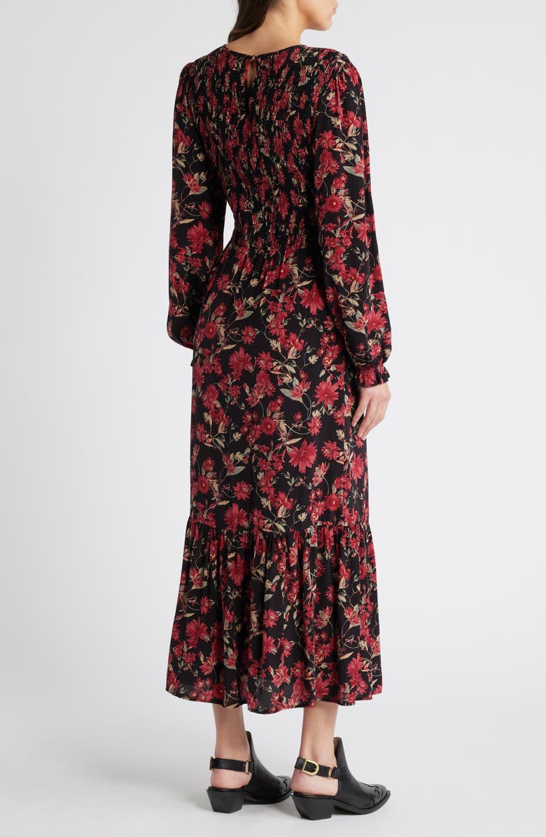 Treasure & Bond Floral Print Smocked Bodice Long Sleeve Dress, Alternate, color, 