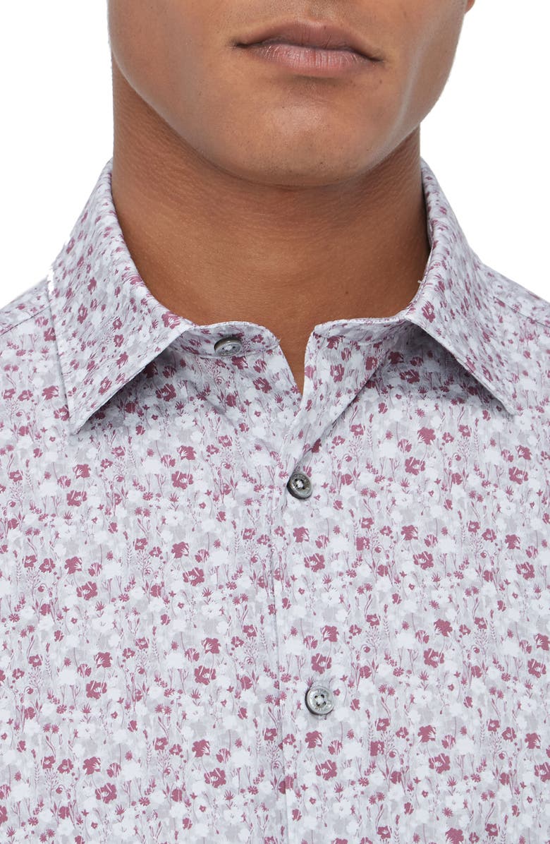 Bugatchi James OoohCotton<sup>®</sup> Floral Button-Up Shirt, Alternate, color, Cement