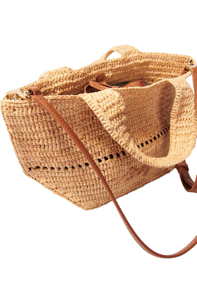 maje Natural raffia mini tote, Alternate, color, Beige