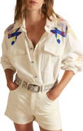 Free People Take Flight Embroidered Cotton Shirt