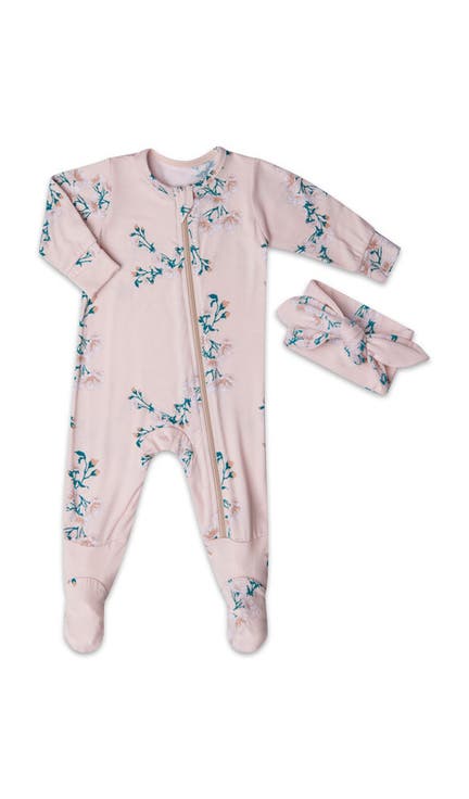 Jersey Long Sleeve Footie & Head Wrap Set