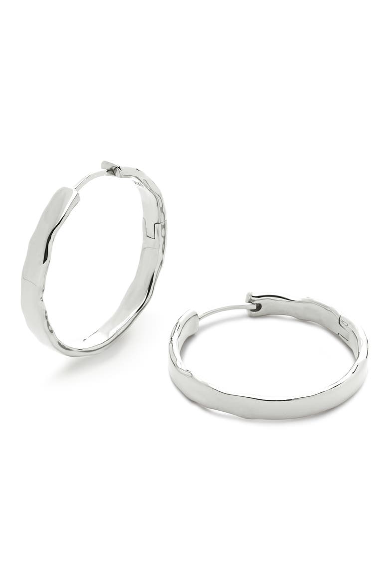 Medium Siren Muse Wave Hoop Earrings, Main, color, STERLING SILVER
