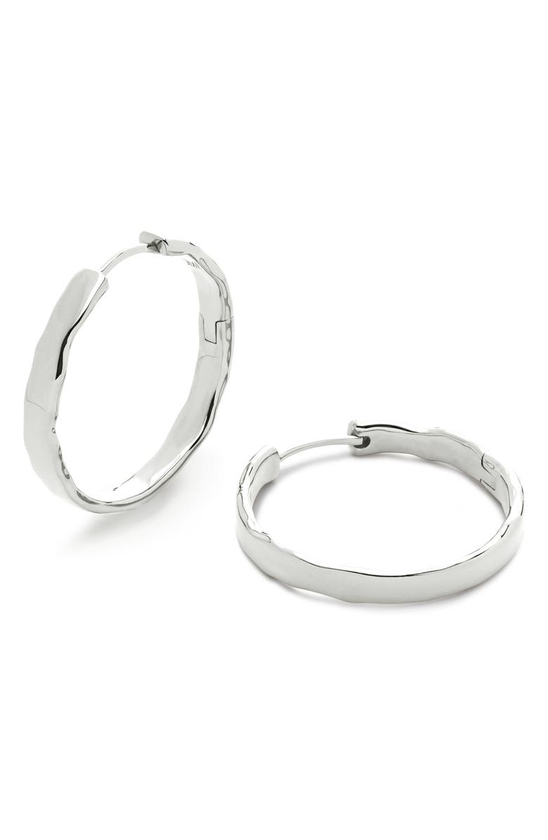 Monica Vinader Medium Siren Muse Wave Hoop Earrings, Main, color, 