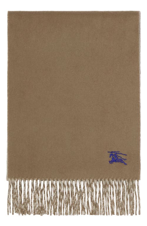 Burberry Reversible Ekd Embroidered Cashmere Scarf In Brown