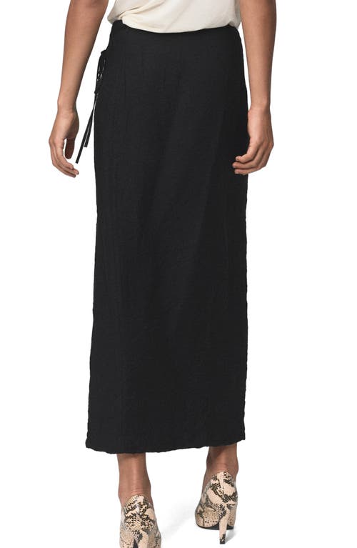 Mango Crinkled Wrap Midi Skirt In Black